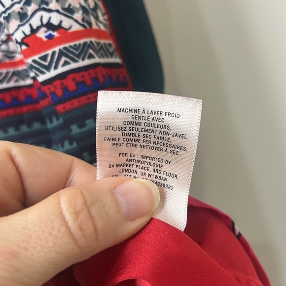 ANTHROPOLOGIE VANESSA VIRGINIA Persian Red Rose Patchwork Tassel Dress Size XS - Picture 12 of 16